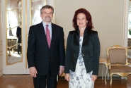 Speaker of the Saeima Solvita Āboltiņa meets with the new U.S. Ambassador to Latvia Mark Pekala