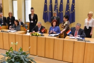 Latvijas, Itālijas un Luksemburgas parlamentu priekšsēdētāji paraksta vienošanos par sadarbību ES Padomes prezidentūras trio ietvaros